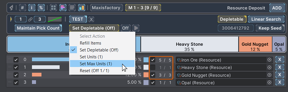 Depletable Lists - Action Menu Dropdown