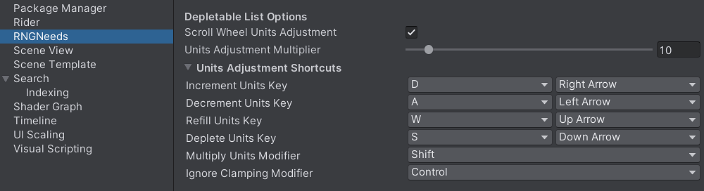 Depletable Lists - Preferences