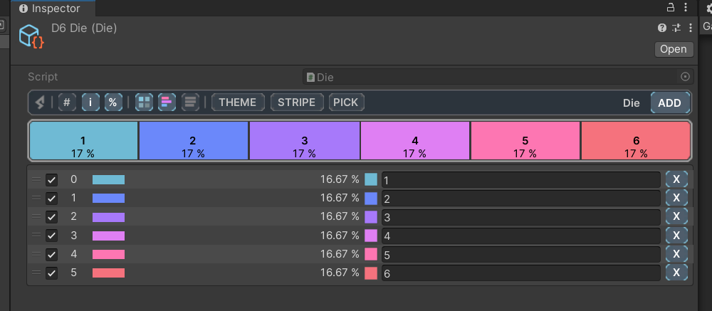 ProbabilityList with items